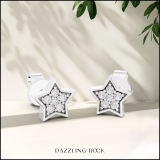 0.15 Carat (cttw) Round White Diamond Ladies Star Shape Fashion Stud Earrings Sterling Silver