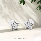 0.15 Carat (cttw) Round White Diamond Ladies Star Shape Fashion Stud Earrings Sterling Silver