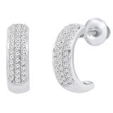 0.20 Carat (cttw) Round White Diamond Ladies Huggies Hoop Earrings 1/5 CT 10K White Gold
