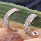 0.20 Carat (cttw) Round White Diamond Ladies Huggies Hoop Earrings 1/5 CT 10K White Gold