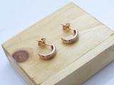 0.20 Carat (cttw) Round White Diamond Ladies Huggies Hoop Earrings 1/5 CT 18K Rose Gold