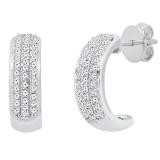0.20 Carat (cttw) Round White Diamond Ladies Huggies Hoop Earrings 1/5 CT 18K White Gold