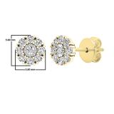 0.25 Carat (cttw) Round White Diamond Ladies Stud Earrings 1/4 CT 10K Yellow Gold