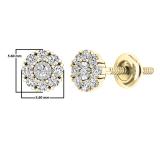 0.25 Carat (cttw) Round White Diamond Ladies Stud Earrings 1/4 CT 10K Yellow Gold
