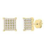 0.20 Carat (cttw) Round White Diamond Ladies Square Stud Earrings 1/5 CT 14K Yellow Gold