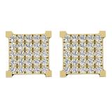 0.20 Carat (cttw) Round White Diamond Ladies Square Stud Earrings 1/5 CT 14K Yellow Gold