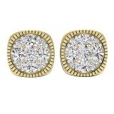 0.40 Carat (cttw) Round White Diamond Ladies Beaded Circle Stud Earrings 18K Yellow Gold