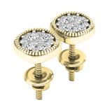 0.40 Carat (cttw) Round White Diamond Ladies Beaded Circle Stud Earrings 18K Yellow Gold