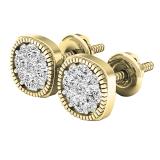 0.40 Carat (cttw) Round White Diamond Ladies Beaded Circle Stud Earrings 18K Yellow Gold