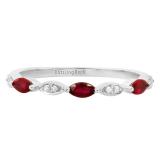 Marquise Ruby and Round Diamond Ladies Anniversary Wedding Band 10K White Gold