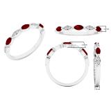 Marquise Ruby and Round Diamond Ladies Anniversary Wedding Band 10K White Gold
