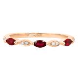 Marquise Ruby and Round Diamond Ladies Anniversary Wedding Band 18K Rose Gold