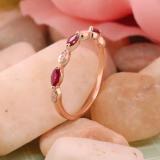 Marquise Ruby and Round Diamond Ladies Anniversary Wedding Band 18K Rose Gold