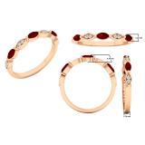 Marquise Ruby and Round Diamond Ladies Anniversary Wedding Band 18K Rose Gold