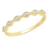 0.05 Carat (cttw) Round White Diamond Ladies Wedding Stackable Band 10K Yellow Gold