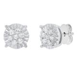 0.40 Carat (cttw) Round Diamond Ladies Illusion Cluster Style Stud Earrings 10K White Gold