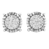 0.40 Carat (cttw) Round Diamond Ladies Illusion Cluster Style Stud Earrings 10K White Gold