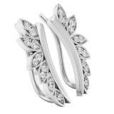 0.15 Carat (cttw) Round White Diamond Ladies Leaf Shaped Climber Earrings 14K White Gold