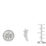 0.15 Carat (cttw) Round White Diamond Ladies Leaf Shaped Climber Earrings 14K White Gold