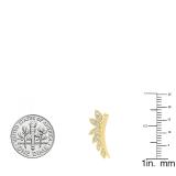 0.15 Carat (cttw) Round White Diamond Ladies Leaf Shaped Climber Earrings 14K Yellow Gold