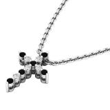 0.15 Carat (cttw) Round Black & White Diamond Ladies Cross Pendant 10K White Gold