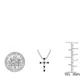 0.15 Carat (cttw) Round Black & White Diamond Ladies Cross Pendant 14K White Gold