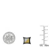 0.05 Carat (cttw) Round White & Yellow Diamond Stud Earrings Black Rhodium Plated Sterling Silver