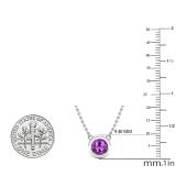 6.5 MM Round Amethyst Ladies Solitaire Pendant (Silver Chain Included) 10K White Gold