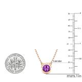 6.5 MM Round Amethyst Ladies Solitaire Pendant (Gold Chain Included) 14K Rose Gold