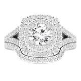 1.45 Carat (cttw) Round Diamond Ladies Double Halo Split Shank Engagement Ring 1 1/2 CT 14K White Gold
