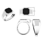 0.70 Carat (cttw) Round Black and White Diamond Octagon Shape Men's Ring 3/4 CT 10K White Gold