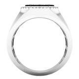 0.70 Carat (cttw) Round Black and White Diamond Octagon Shape Men's Ring 3/4 CT 18K White Gold