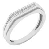 0.10 Carat (cttw) Round White Diamond Men's Anniversary Wedding Band 1/10 CT 10K White Gold