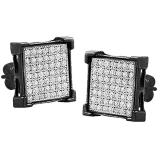 0.05 Carat (cttw) Black Rhodium Plated Round Diamond Square Shape Mens Iced Stud Earrings Sterling Silver