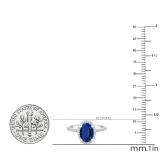 8X6 mm Oval Blue Sapphire & Round White Diamond Ladies Bridal Halo Engagement Ring 14K White Gold
