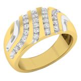 0.45 Carat (cttw) Round Diamond Four Row Mens Cluster Ring 1/2 CT 18K Yellow Gold