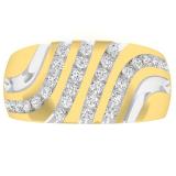 0.45 Carat (cttw) Round Diamond Four Row Mens Cluster Ring 1/2 CT 18K Yellow Gold