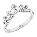 0.05 Carat (cttw) Round White Diamond Ladies Beaded Crown Engagement Ring 10K White Gold