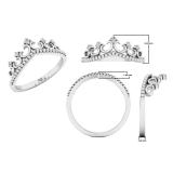 0.05 Carat (cttw) Round White Diamond Ladies Beaded Crown Engagement Ring 10K White Gold