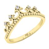 0.05 Carat (cttw) Round White Diamond Ladies Beaded Crown Engagement Ring 10K Yellow Gold