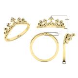 0.05 Carat (cttw) Round White Diamond Ladies Beaded Crown Engagement Ring 10K Yellow Gold