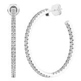 0.85 Carat (cttw) Round White Diamond Ladies In and Out Huggies Hoop Earrings 10K White Gold