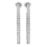0.85 Carat (cttw) Round White Diamond Ladies In and Out Huggies Hoop Earrings 10K White Gold