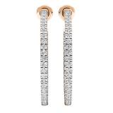 0.85 Carat (cttw) Round White Diamond Ladies In and Out Huggies Hoop Earrings 18K Rose Gold