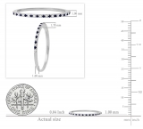 Round Blue Sapphire and White Diamond Ladies Anniversary Wedding Band Stackable Ring 14K White Gold
