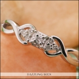 0.08 Carat (cttw) Round White Diamond Ladies Bridal Twisted Engagement Ring Sterling Silver
