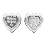 0.15 Carat (cttw) Round White Diamond Ladies Heart Shaped Stud Earrings Sterling Silver