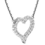 0.30 Carat (cttw) Round Diamond Ladies Heart Pendant 1/3 CT (Silver Chain Included) 10K White Gold