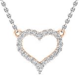 0.30 Carat (cttw) Round Diamond Ladies Heart Pendant 1/3 CT (Silver Chain Included) 18K Rose Gold