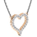 0.30 Carat (cttw) Round Diamond Ladies Heart Pendant 1/3 CT (Silver Chain Included) 18K Rose Gold